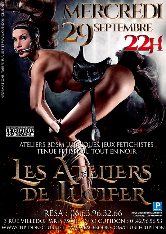 LES ATELIERS DE LUCIFER, soirée BDSM Soft et Fetish organisée par Saint-Amour au Cupidon